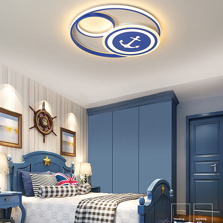 Lumendat Cartoon Creative Rudder Nautical LED Flush Mount Ceiling Light Lumendat