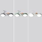Contemporary Creative Bicycle Acrylic Wood LED Kids Flush Mount Ceiling Light for Living Room