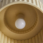 Contemporary Nordic Cream Style Hand Sculpted Stripes Resin Round 1-Light Flush Mount Ceiling Light For Entryway Lumendat