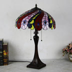 Tiffany Mediterranean Stained Glass Cone Pull Cord 2-Light Table Lamp Lumendat