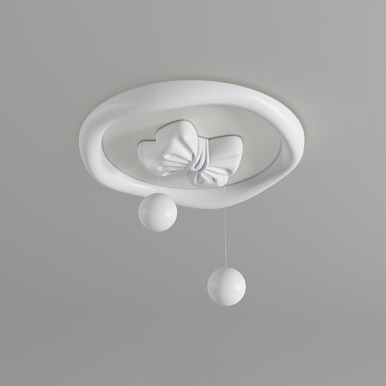 Lumendat Contemporary Creative Kids Round Bow Orb Iron Rolled Plastic LED Flush Mount Ceiling Light For Bedroom Lumendat