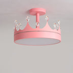 Cartoon Creative Crown LED Kids Semi-flush Mount Ceiling Light