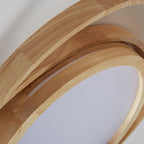 Minimalist Log Wooden Circle Ring LED Flush Mount Ceiling Light BulbSquare