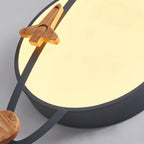 Lumendat Contemporary Scandinavian Iron Acrylic Wood Round Planet Design LED Kids Flush Mount Ceiling Light For Bedroom Lumendat