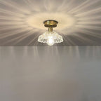 Vintage Brass Glass Dome 1-light Semi-flush Mount Ceiling Light BulbSquare