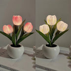 Tulip Simulation Bouquet Ceramic Flower Pot LED Night Light Table Lamp Lumendat