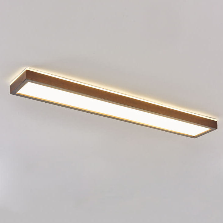 Japanese Minimalist Log Rectangular Walnut LED Flush Mount Ceiling Light BulbSquare