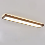 Japanese Minimalist Log Rectangular Walnut LED Flush Mount Ceiling Light BulbSquare