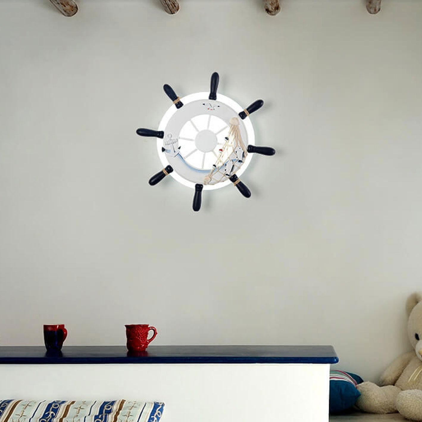 Lumendat Cartoon Creative Rudder Resin LED Kids Wall Sconce Lamp Lumendat