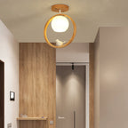 Modern Japanese Minimalist Log Bird Round 1-Light Semi-Flush Mount Ceiling Light Lumendat