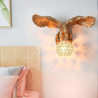 European Creative Resin Eagles Crystal Shade 1-Light Wall Sconce Lamp Lumendat