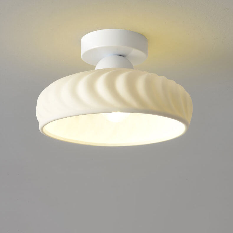 Modern Light Luxury Ceramic Disc 1-light Semi-flush Mount Lighting