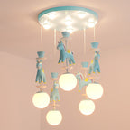Lumendat Modern Art Deco Kids Iron Resin Glass Round Base Ball Horse 1/3/5 Light Flush Mount Ceiling Light For Bedroom Lumendat