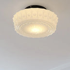 Traditional French Iron Glass Stripes Round Drum LED Semi-flush Mount Ceiling Light for Living Room & Bedroom modern luxury l