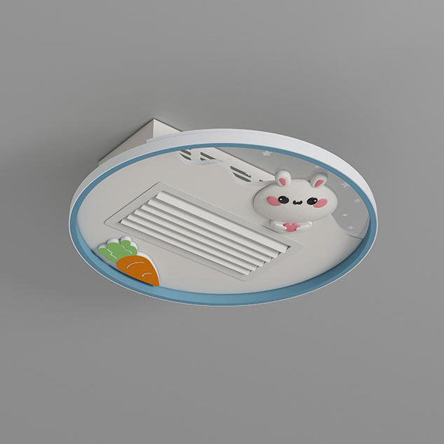 Lumendat Contemporary Creative Acrylic Astronaut Moon LED Kids Flush Mount Ceiling Invisible Bladeless Fan Light For Bedroom Lumendat