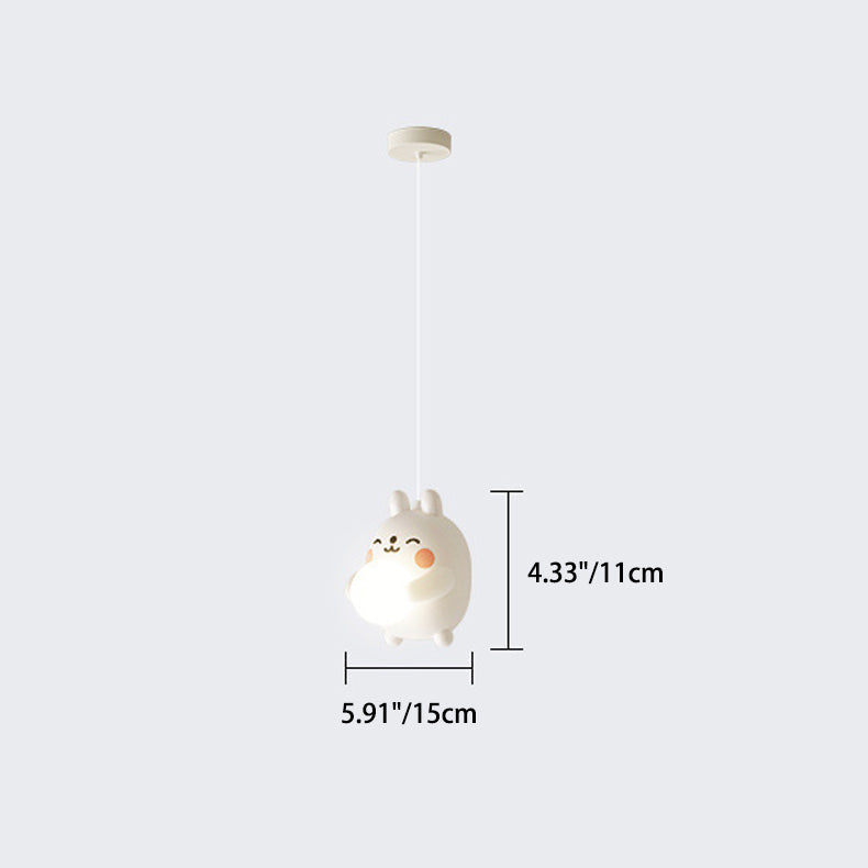 Lumendat Modern Art Deco Kids Iron Acrylic Rabbit LED Pendant Light For Bedroom Lumendat