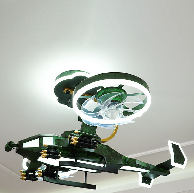Lumendat Modern Children's Helicopter Hardware Acrylic LED Semi-Flush Mount Ceiling Fan Light Lumendat