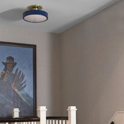Contemporary Scandinavian Metal Acrylic Round LED Semi-flush Mount Ceiling Light for Hallway