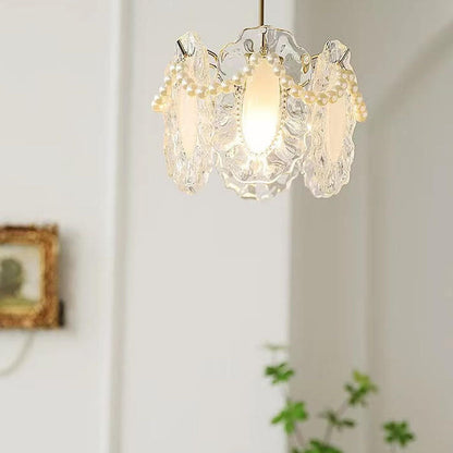 French Light Luxury Hardware Glass 1-Light Pendant Light