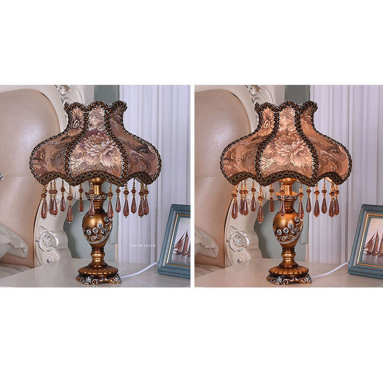 European Luxury Fabric Lace Resin 1-Light Table Lamp Lumendat