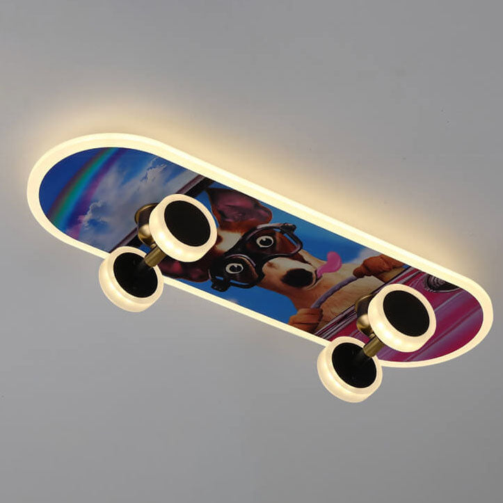 Lumendat Creative Cartoon Skateboard Acrylic LED Kids Flush Mount Ceiling Light Lumendat