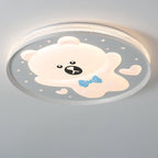 Lumendat Contemporary Creative Kids Round Bear Iron Acrylic LED Flush Mount Ceiling Light For Bedroom Lumendat