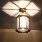 Traditional European Outdoor Hexagonal Lantern Waterproof 1-Light Semi-Flush Mount Ceiling Light For Outdoor Lumendat