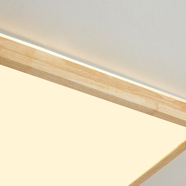 Modern Minimalist Square Solid Wood Acrylic LED Flush Mount Ceiling Light for Living Room