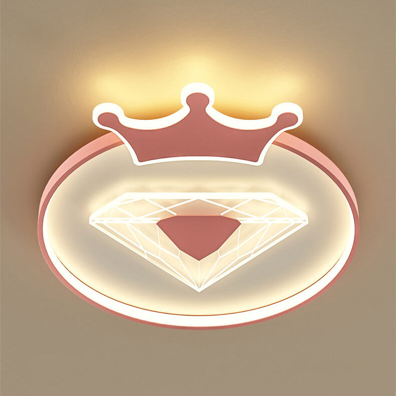 Lumendat Childlike Cartoon Crown Diamond Design LED Flush Mount Light Lumendat