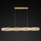 Modern Simplicity Stainless Steel Crystal Strip LED Island Light Pendant Light for Dining Room BulbSquare