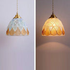 Traditional Tiffany Shell Decor Stained Glass Semicircle 1-light Pendant Light for Bedroom BulbSquare
