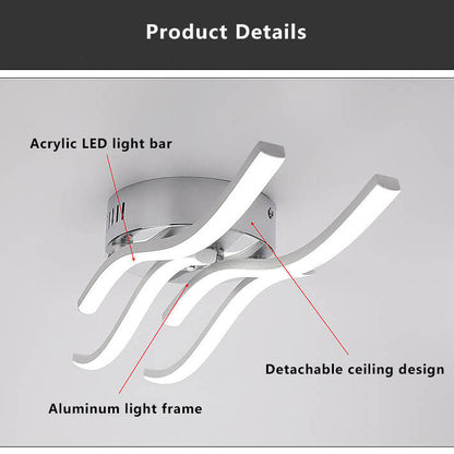 Simple Line Wave LED Semi-flush Mount Ceiling Light
