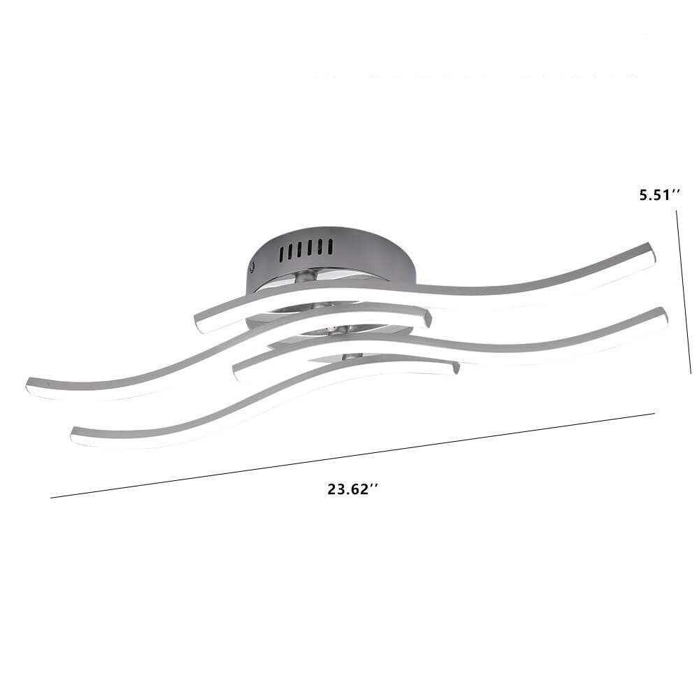 Simple Line Wave LED Semi-flush Mount Ceiling Light