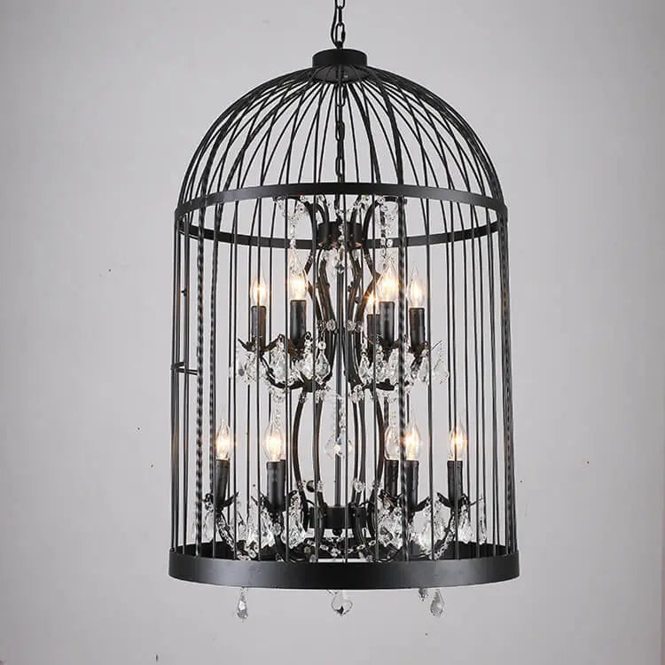 Retro Wrought Iron 4/8 Light Bird Cage Shaped Chandeliers Lumendat