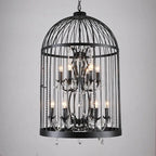 Retro Wrought Iron 4/8 Light Bird Cage Shaped Chandeliers Lumendat
