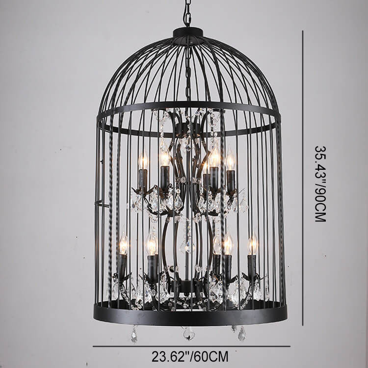 Retro Wrought Iron 4/8 Light Bird Cage Shaped Chandeliers
