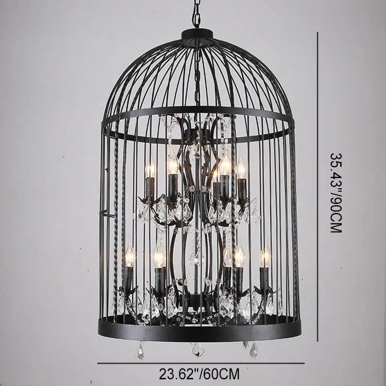 Retro Wrought Iron 4/8 Light Bird Cage Shaped Chandeliers Lumendat
