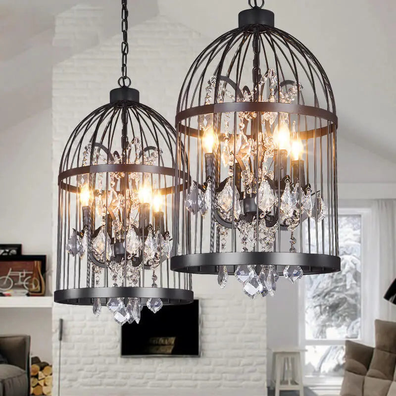 Retro Wrought Iron 4/8 Light Bird Cage Shaped Chandeliers modern luxury lighting fixture