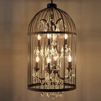 Retro Wrought Iron 4/8 Light Bird Cage Shaped Chandeliers Lumendat