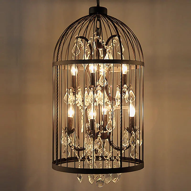 Retro Wrought Iron 4/8 Light Bird Cage Shaped Chandeliers Lumendat