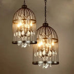 Retro Wrought Iron 4/8 Light Bird Cage Shaped Chandeliers Lumendat