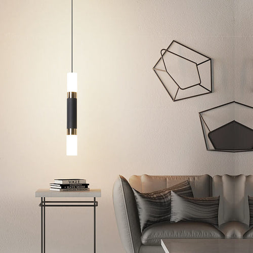 Modern Black Finish Tube 1-Light Acrylic LED Pendant Light