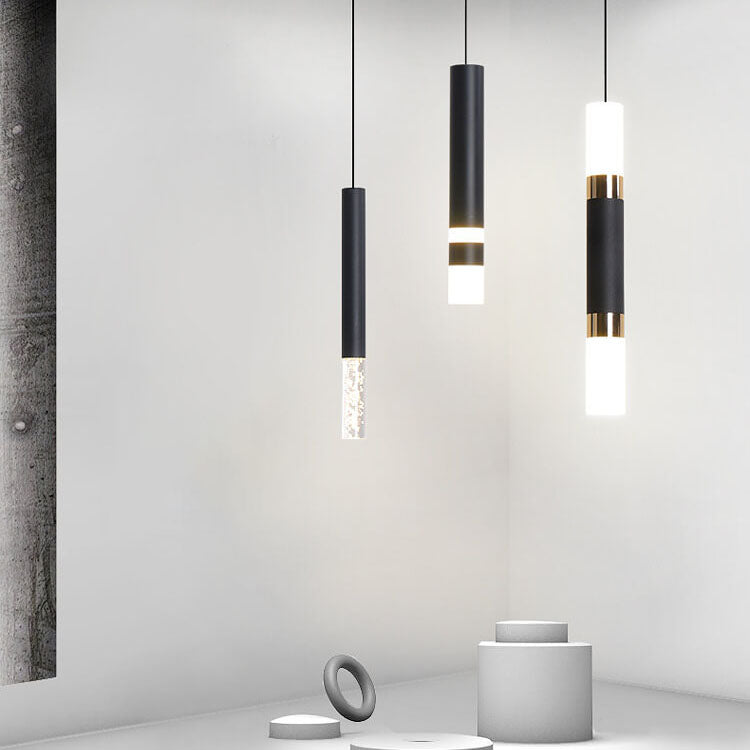 Modern Black Finish Tube 1-Light Acrylic LED Pendant Light