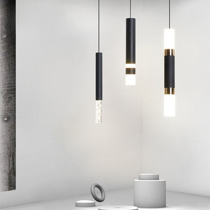 Modern Black Finish Tube 1-Light Acrylic LED Pendant Light