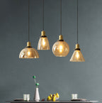 Vintage Minimalist Semi-circular Cone Cup Iron Glass 1-light Pendant Light BulbSquare