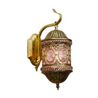 Southeast Asian Style Hollow Iron Pink 1-Light Wall Sconce Lamp Lumendat