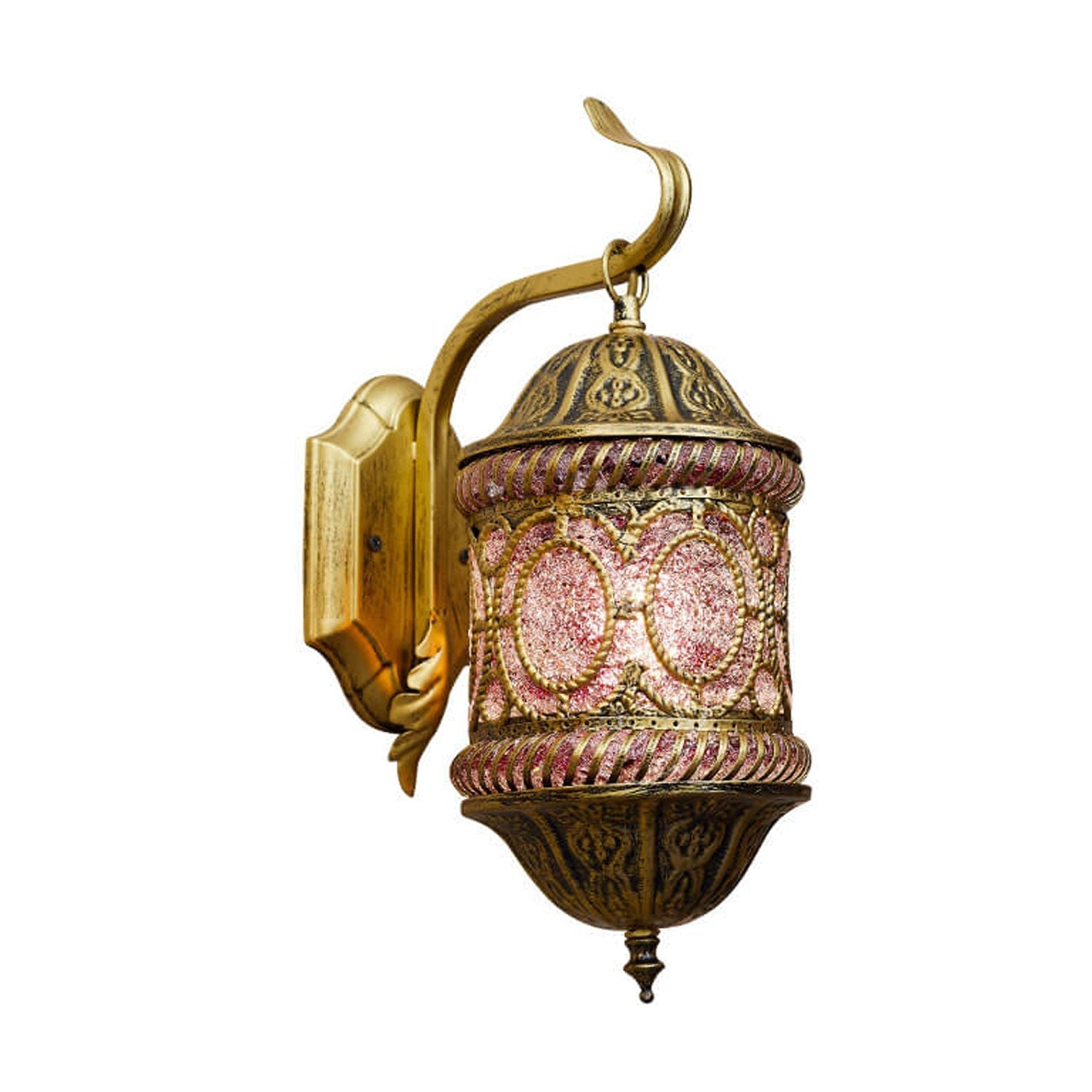 Southeast Asian Style Hollow Iron Pink 1-Light Wall Sconce Lamp Lumendat
