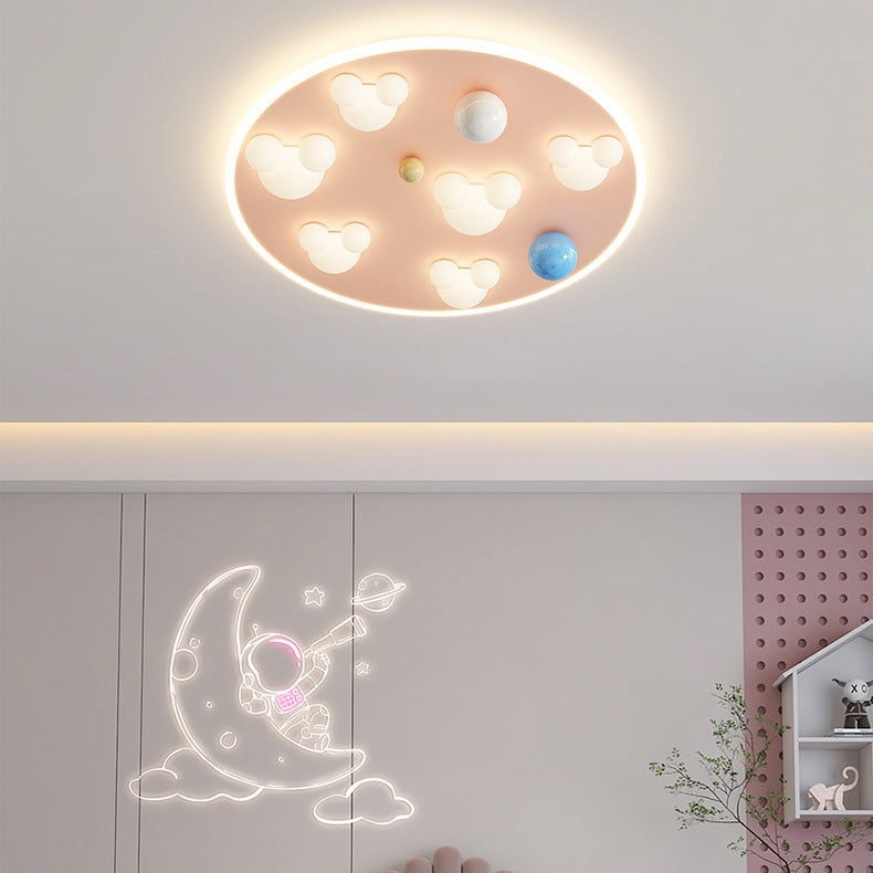 Lumendat Contemporary Creative Kids Iron Acrylic Round Irregular Shape Mouse Cloud LED Flush Mount Ceiling Light For Bedroom Lumendat