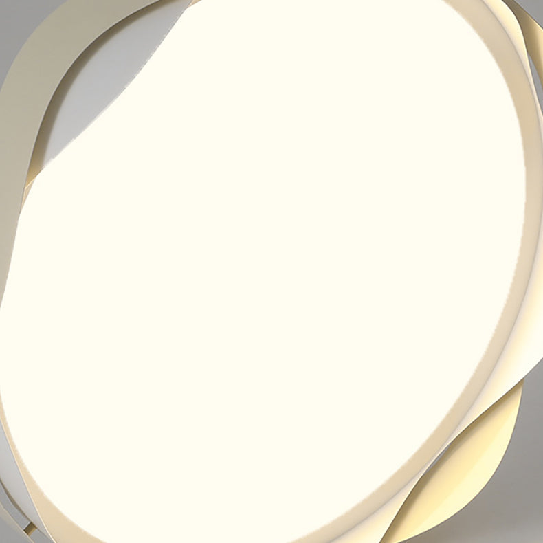 Contemporary Creative Cream Waves Round Acrylic Iron LED Flush Mount Ceiling Light for Living Room