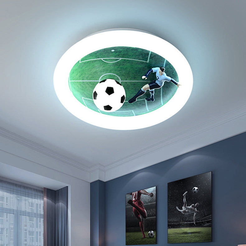 Lumendat Contemporary Creative Kids Football Iron Acrylic LED Flush Mount Ceiling Light For Bedroom Lumendat